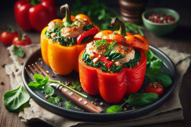 Spinach and Turkey Stuffed Bell Peppers Recipe