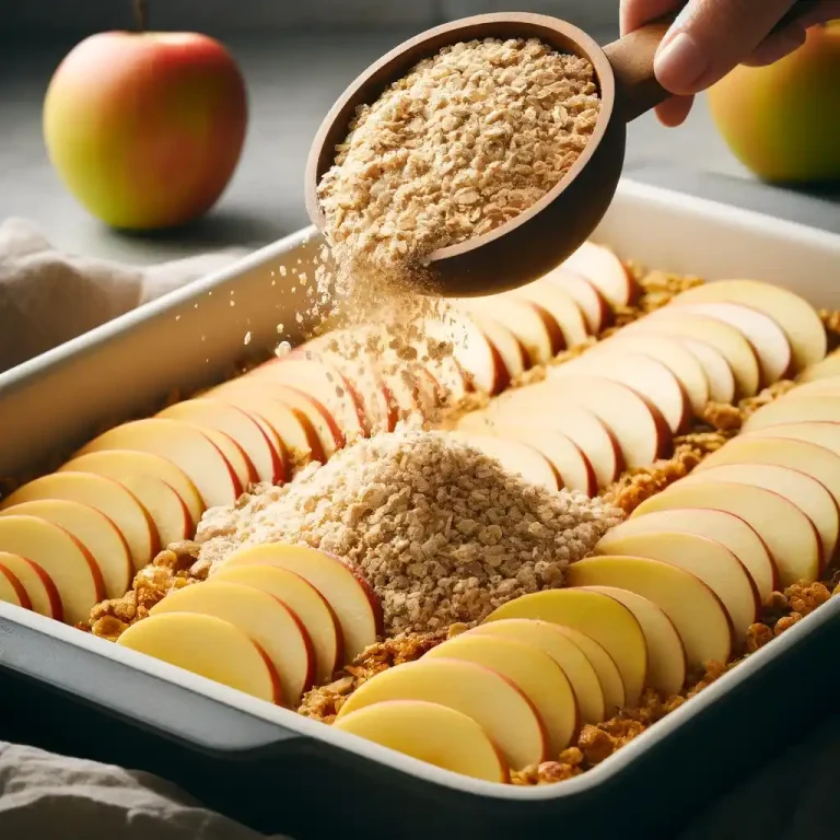 Sprinkle the oat mixture evenly over the apples.