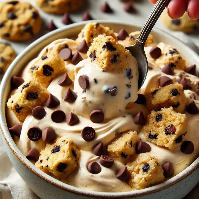 Stir in the cookie dough chunks and chocolate chips