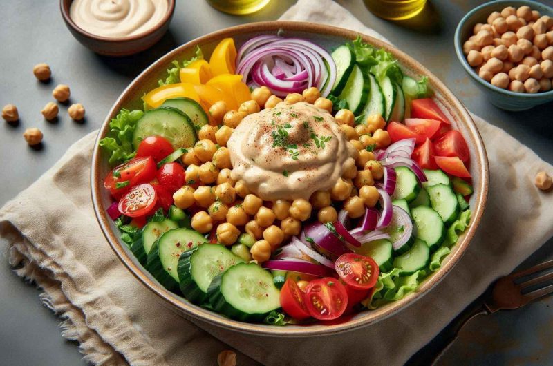 Vegan Chickpea Salad with Tahini Dressing Recipe