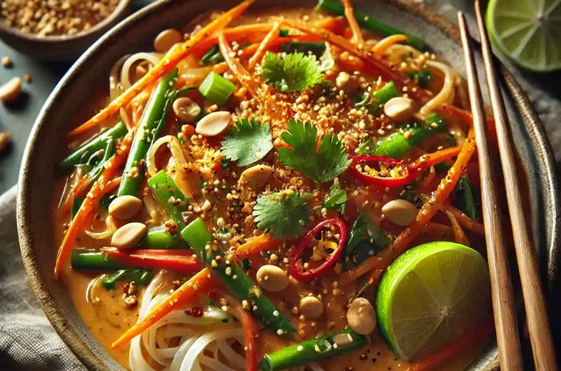 Vegan Thai Peanut Noodles with a Spicy Kick