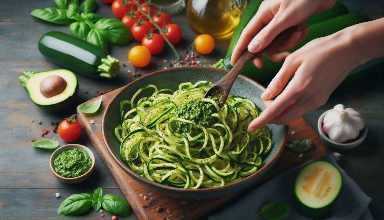 Zucchini Noodles with Basil Pesto Recipe