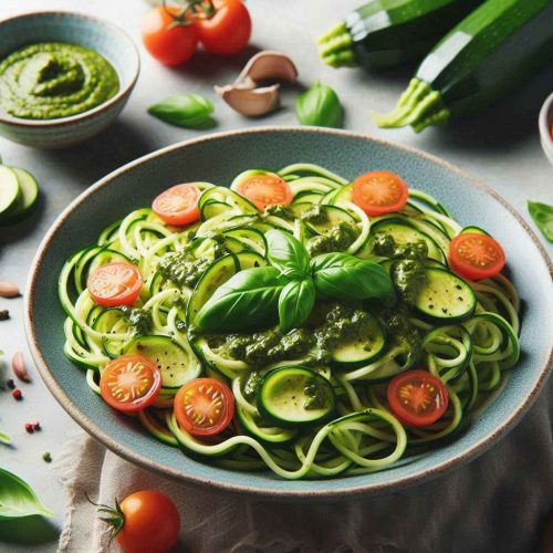 Zucchini Noodles with Basil Pesto Recipe