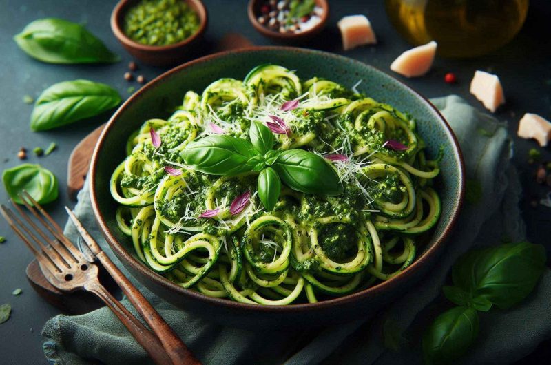 Zucchini Noodles with Basil Pesto Recipe