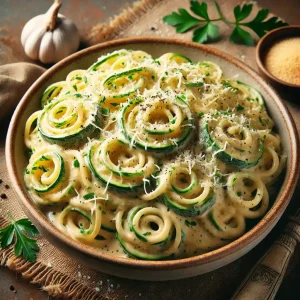 Creamy Garlic Parmesan Zoodles with a Keto Kick