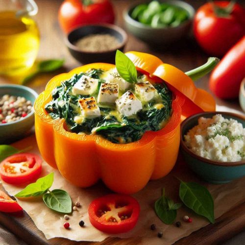 Creamy Spinach and Feta Stuffed Bell Peppers