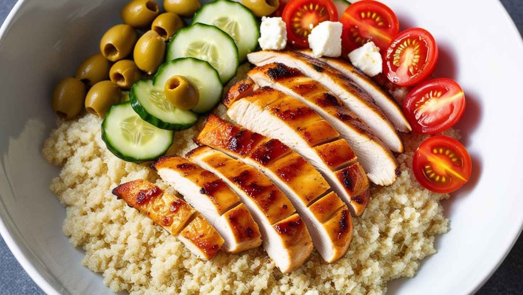 Mediterranean Quinoa Salad with Grilled Chicken