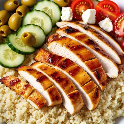 Mediterranean Quinoa Salad with Grilled Chicken