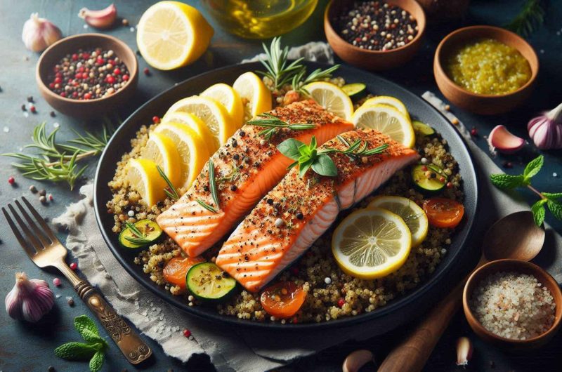 Lemon Garlic Salmon with Quinoa Recipe