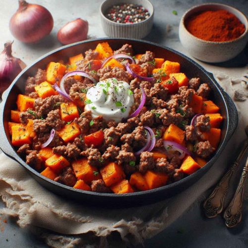 Ground Beef and Sweet Potato Hash