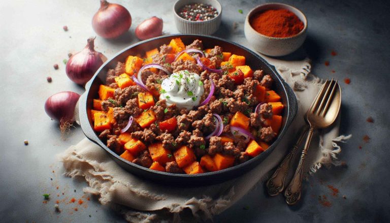 Ground Beef and Sweet Potato Hash