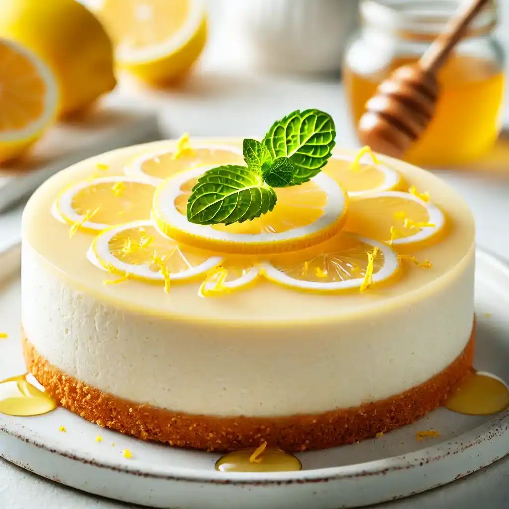 Zesty Lemon Greek Yogurt Cheesecake with a Healthy Twist