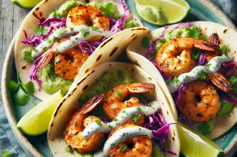 Zesty Grilled Shrimp Tacos with Avocado Sauce