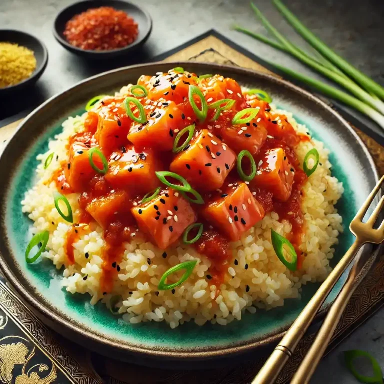 Top each piece of crispy rice with a generous spoonful of the spicy salmon mixture.