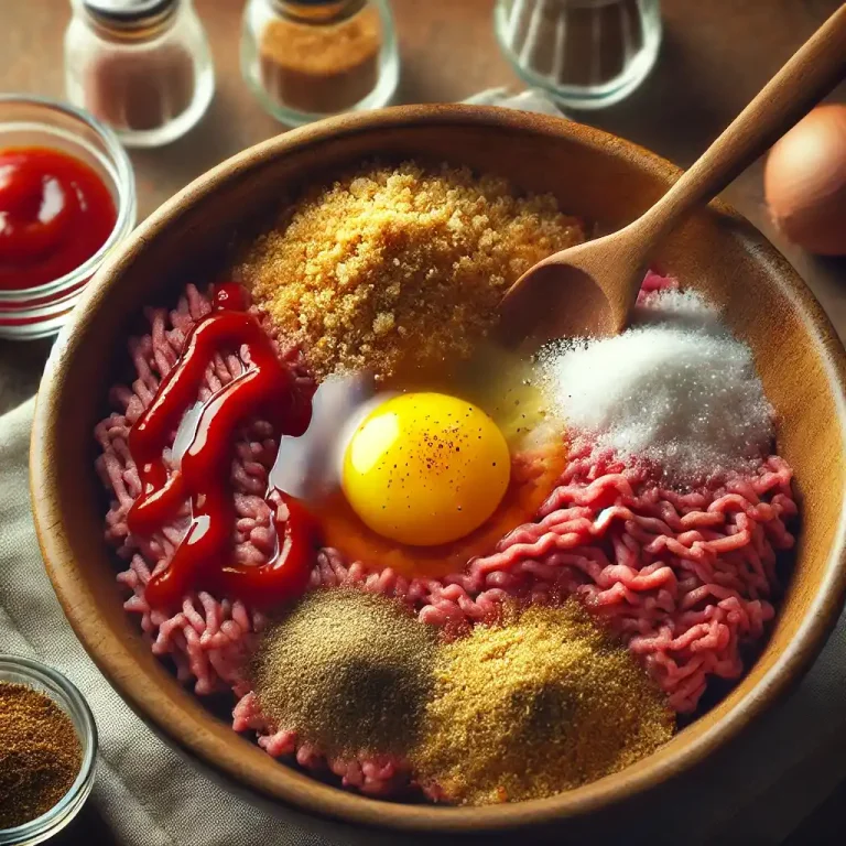 In a bowl, combine ground beef, breadcrumbs, beaten egg, ketchup, garlic powder, onion powder, salt, and pepper. Mix until just combined.