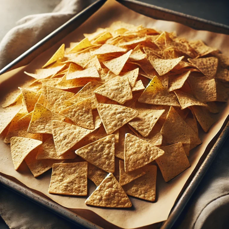 Spread the tortilla chips evenly on a baking sheet lined with parchment paper.