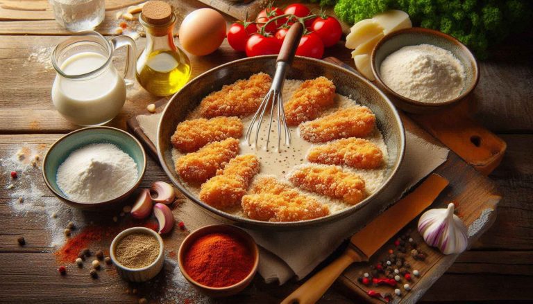 Mix flour, milk, salt, pepper, paprika, and garlic powder into a batter; dip cauliflower steaks, then coat with breadcrumbs.