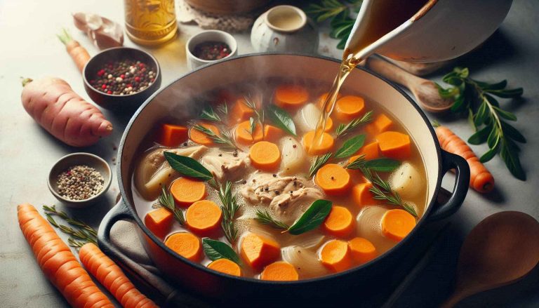 Simmer: Pour in the chicken broth and bring to a boil. Reduce the heat to low, cover, and simmer for 20-25 minutes, or until sweet potatoes are tender.