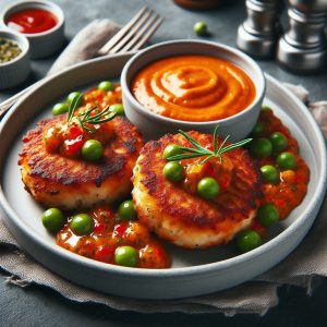 Crispy Fish Cakes with Roasted Pepper Sauce: A Healthy Dinner Idea