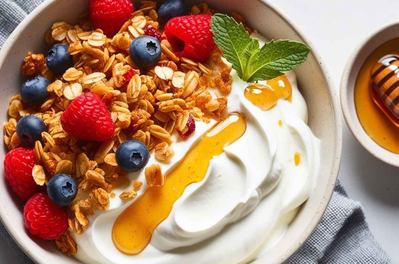  Greek Yogurt with Granola and Honey for a Nutritious Boost