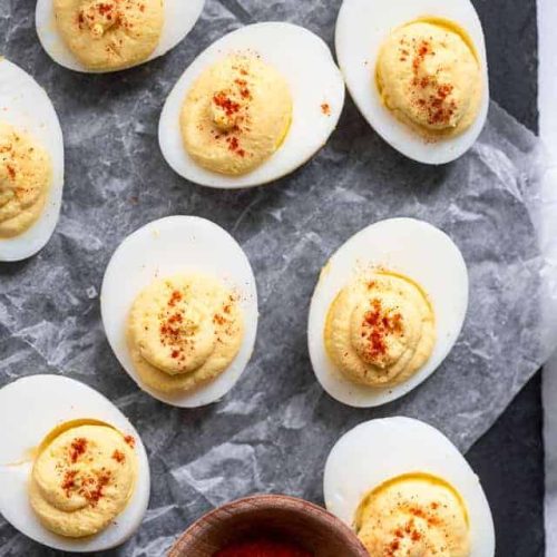 Recipe Title: Whole30 Deviled Eggs – The Traveling Spice Co