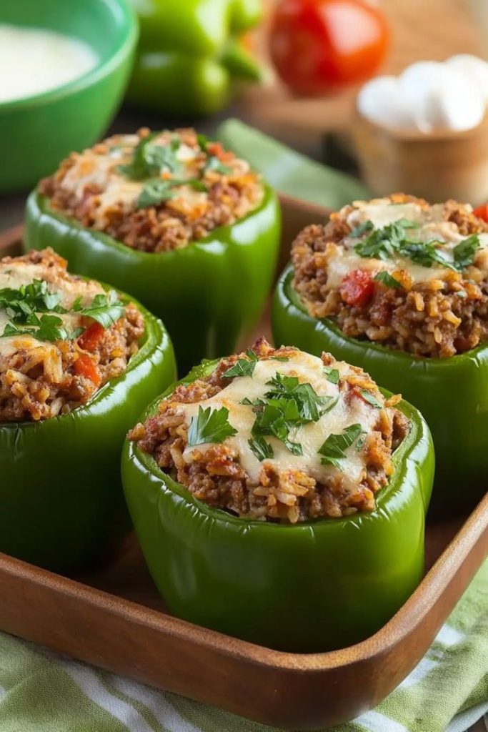 Recipe Title: Ground Chicken Stuffed Peppers