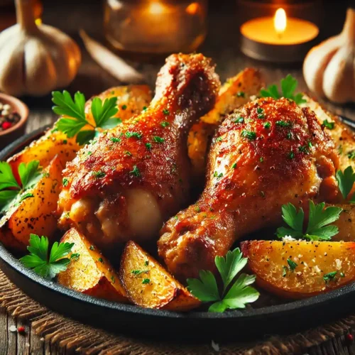 Garlic Parmesan Chicken Drumsticks with Potatoes