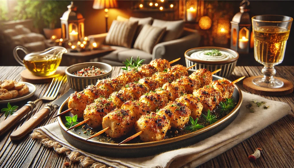 Garlicy Parmesan Chicken Skewers