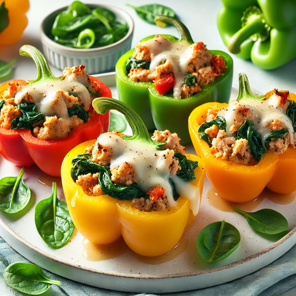 Bariatric-Friendly Turkey & Spinach Stuffed Bell Peppers