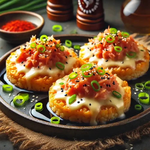 Spicy Tuna Melt Rice Cakes 🍣🧀