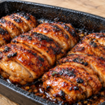 Sticky Honey Garlic Butter Hasselback Chicken