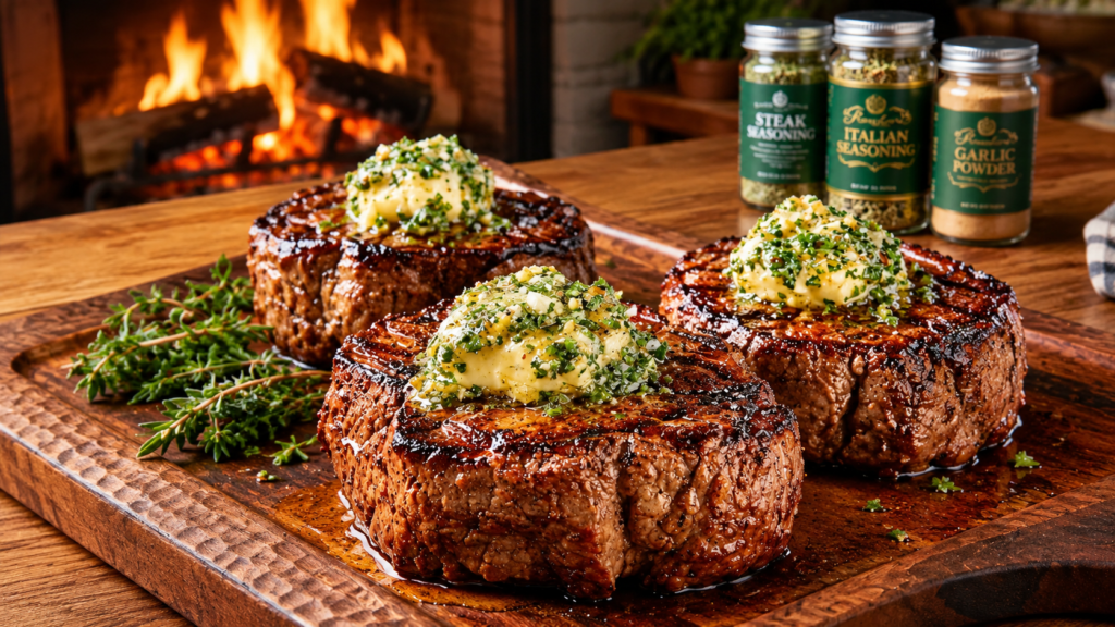 Cast-Iron Seared Filet Mignon with Herb Compound Butter