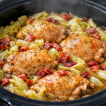 Slow-Cooker Crispy Bacon Braised Cabbage and Chicken Thighs
