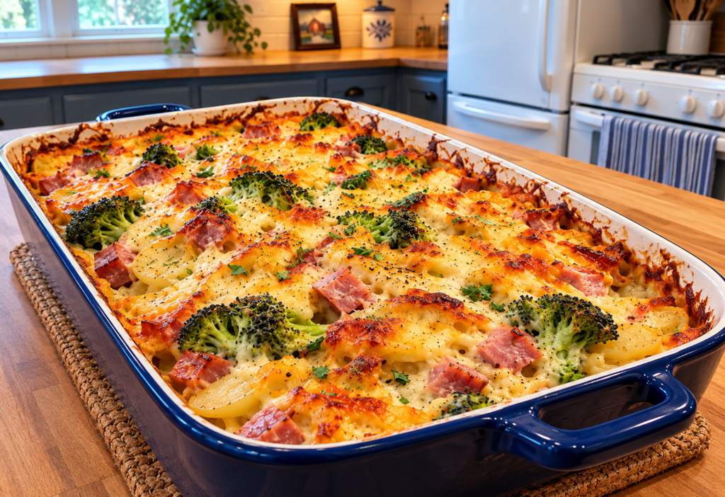 The Casserole Disaster That Taught Me the Ultimate Cheesy Ham, Potato, and Broccoli Bake