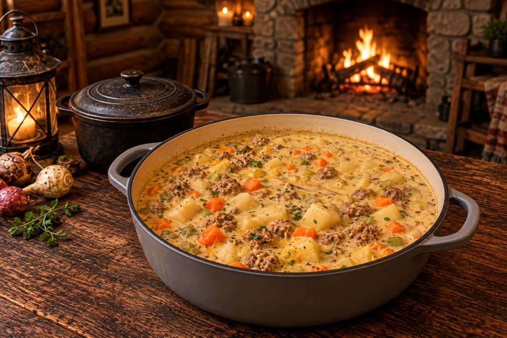 The Freezing Cabin Chowder Disaster Creamy Sausage and Potato Chowder