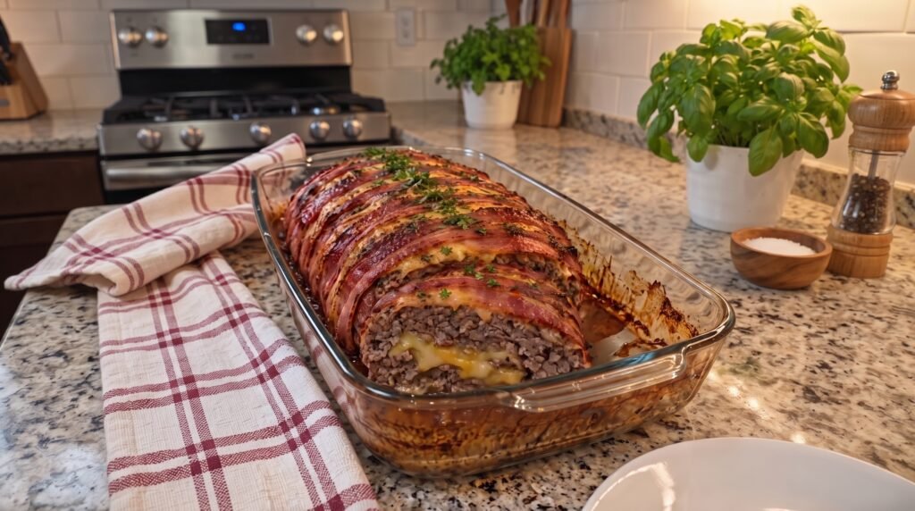 Bacon-Wrapped Cheese-Stuffed Meatloaf